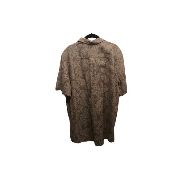 Even Tide Extra Large (XL) Linen Blend Tan Pineapple Short Sleeve Button - Picture 2 of 6